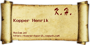 Kopper Henrik névjegykártya